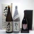 送料無料！セレクション飲み比べSAKE史上最強福袋3本セット(芋焼酎 村尾1800ml(桐箱入) 久保田萬寿 純米大吟醸1800ml ドン ペリニヨン ロゼ750ml)