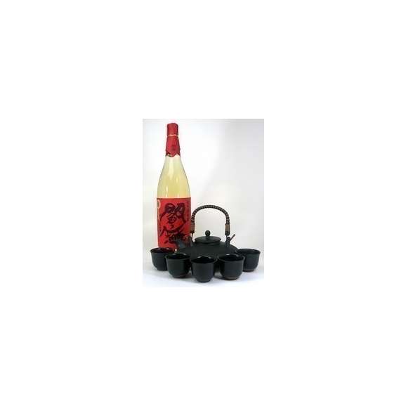 【送料無料】黒千代香セット5客ツル付 (老松酒造 三年長期熟成麦焼酎 閻魔 1800ml ) 【黒千代香セット】01