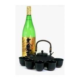 【送料無料】黒千代香セット5客ツル付（濱田酒造 黄麹仕込み芋焼酎 大魔王 1800ｍｌ）　【黒千代香セット】