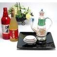 めでたい芋とそ器セット 萬古焼きお屠蘇5点セット岸寿美子デザインB（盆黒）+寿 おとそ”500ｍｌ＋祝い赤 芋焼酎720ｍｌ(日本製万古焼き(三重県))