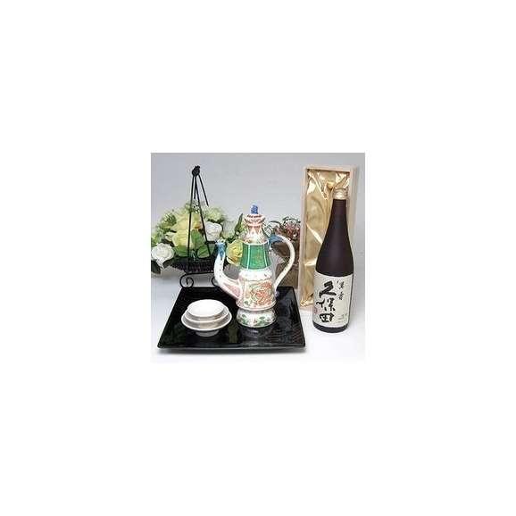 プレミアム日本酒とそ器セット 萬古焼きお屠蘇5点セット岸寿美子デザインB（盆黒）+朝日酒造 久保田 萬寿 純米大吟醸 720ｍｌ桐箱入り（日本酒）(日本製万古焼き(三重県))02