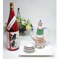 めでたい芋焼酎とそ器セット 萬古焼きお屠蘇5点セット岸寿美子デザインＡ（盆白）+祝い赤 芋焼酎1800ｍｌ(日本製万古焼き(三重県))