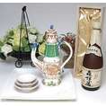 プレミアム焼酎とそ器セット 萬古焼きお屠蘇5点セット岸寿美子デザインＡ（盆白）+本格芋焼酎 森伊蔵 720ｍｌ桐箱入り（焼酎）(日本製万古焼き(三重県))