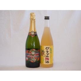 パイナップルセット(沖縄名護産スパークリングワインワイン750ml 沖縄産パイナップル梅酒720ml)