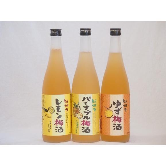 果物梅酒セット レモン×パイナップル×ゆず 中野BC(和歌山県)720ml×3本01