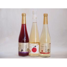 国産甘口スパークリングワイン3本セット 長野県信州産100%信州巨峰 信州林檎 青森広前市Cider 500ml×3
