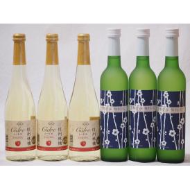 国産甘口ワイン6本セット 信州産100%林檎×3本 京都山城青谷産城州白梅わいん×3本 計500ml×6本