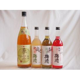 カラフル梅酒4本セット(国産梅100%夢の実(宮崎) 赤しそ赤い梅酒(和歌山) 蜂蜜梅酒(和歌山) 