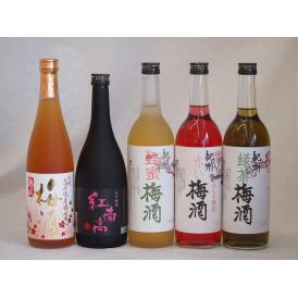 梅酒のみ比べ5本セット(紅南高梅酒20度(和歌山) 高千穂産梅使用熟成梅酒 赤しそ赤い梅酒(和歌山)