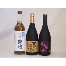 贅沢梅酒3本セット(古酒仕込み梅酒 紅南高梅酒20度(和歌山) 緑茶梅酒(和歌山)) 720ml×3