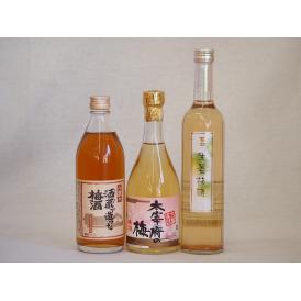果物梅酒3本セット(生姜梅酒(大分) 大宰府の梅酒(福岡) 八鹿の酒蔵で造った梅酒(大分)) 500