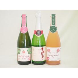果物スパークリングワイン3本セット(マディアップル セミスイート 青森県!100%やや甘口alc3%