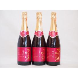 3本セット(山梨県産マスカット・ベーリーA　スパークリング赤ワイン ルージュ 酵母の泡  alc.1