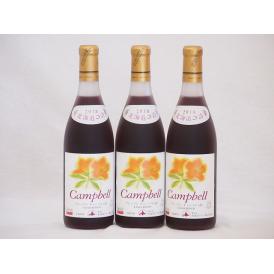 3本セット(北海道産キャンベルアーリ赤ワイン プレミアムキャンベル甘口) 720ml×3本