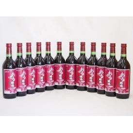 12本セット(北海道産100%赤ワイン 生葡萄酒 山ぶどう alc.10%やや甘口) 720ml×1