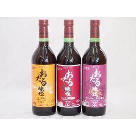 北海道おたるワイン3本セット(キャンベルアーリ赤ワイン生葡萄酒 辛口 赤ワイン生葡萄酒 甘口 赤ワイ