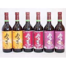 北海道おたるワイン6本セット(キャンベルアーリ赤ワイン生葡萄酒 辛口 赤ワイン生葡萄酒 甘口 赤ワイ
