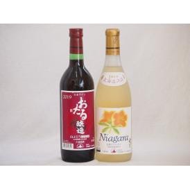 おたるワイン2本セット(完熟ナイアガラ白ワイン甘口 赤ワイン生葡萄酒 山ぶどうやや甘口) 720ml