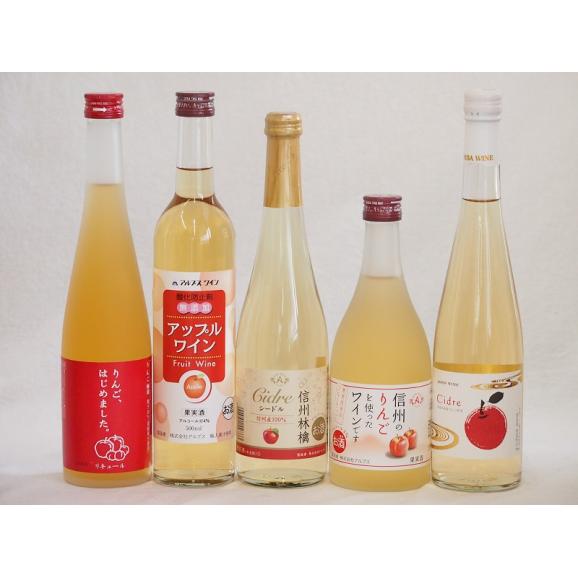 りんご酒5本セット(青森弘前市産シードル 信州林檎シードル りんごはじめましたりんご梅酒 アップルワ01