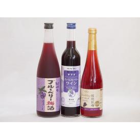 リキュール特集3本セット(スパークリング信州巨峰 グレープ&ブルーベリーワイン 紀州ブルーベリー梅酒