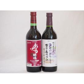 国産赤ワイン2本セット(おたる醸造 生葡萄酒 山ぶどう やや甘口 信州コンコード甘口赤ワイン) 72