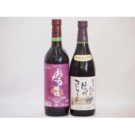 国産赤ワイン2本セット(北海道赤ワイン キャンベルアーリ辛口 信州コンコード赤ワイン中口) 720m