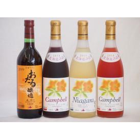 おたるスペシャル4本セット(おたる醸造 生葡萄酒 赤 甘口 北海道完熟ナイアガラ白ワイン甘口 北海道