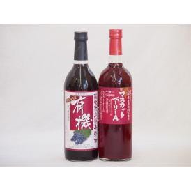 飲み比べおすすめ赤ワイン2本セット(山梨県マスカットベーリーA赤ワイン 有機赤ワイン コンコードあず