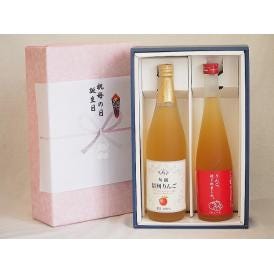 感謝の贈物ボックス 林檎2本セット(信州りんご果汁100% りんご梅酒) 710ml×1本 500m