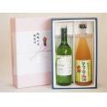 夏の贈り物お中元 感謝の贈物ボックス 本格ノンアルコールワインと果物梅酒2本セット(ヴァンフリーノンアルコール白ワイン