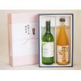夏の贈り物お中元 感謝の贈物ボックス 本格ノンアルコールワインと果物梅酒2本セット(ヴァンフリーノンアルコール白ワイン