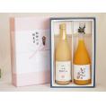 夏の贈り物お中元 感謝の贈物ボックス 果汁100％ジュースと果物梅酒2本セット(信州もも果汁100% 有田完熟みかん梅