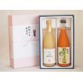 夏の贈り物お中元 感謝の贈物ボックス 果汁100％ジュースと果物梅酒2本セット(信州もも果汁100% ７種の国産野菜ミ