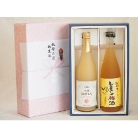 夏の贈り物お中元 感謝の贈物ボックス 果汁100％ジュースと果物梅酒2本セット(信州もも果汁100% 和歌山県産レモン