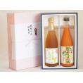夏の贈り物お中元 感謝の贈物ボックス 果汁100％ジュースと果物梅酒2本セット(有機ナイアガラぶどう果汁100％ ７種
