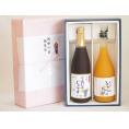 夏の贈り物お中元 感謝の贈物ボックス 果汁100％ジュースと果物梅酒2本セット(有機コンコードぶどう果汁100％ 有田