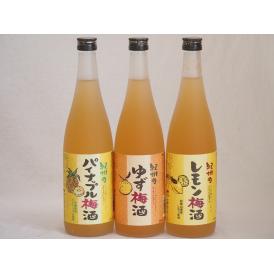 果物梅酒3本セット(和歌山県産レモン梅酒 ぷかぷか柚子の香りゆず梅酒 沖縄県産パイナップル梅酒) 7