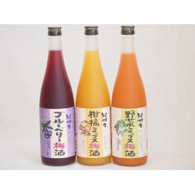 果物梅酒3本セット(岩手県産ブルーベリー梅酒 5種の和歌山県産柑橘ミックス梅酒 ７種の国産野菜ミック