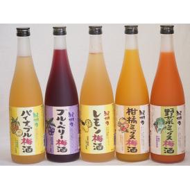 果物梅酒5本セット(岩手県産ブルーベリー梅酒 5種の和歌山県産柑橘ミックス梅酒 和歌山県産レモン梅酒