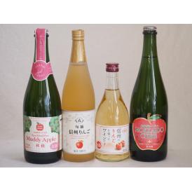 りんご果汁100％ジュースとりんごのお酒4本セット(信州りんご果汁100% 北海道シードルやや甘口 