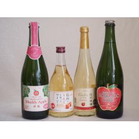 りんご果汁100％ジュースとりんごのお酒4本セット(北海道シードルやや甘口 信州産100%林檎シード