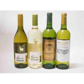 チリ産アルパカとフランス白ワイン4本セット(白シャルドネ・セミヨン 白ソーヴィニヨン・ブラン 白シュバリエ・デュ・ルヴァン ブラン 白