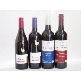 チリ産アルパカとオーガニックワイン4本セット(赤シラー 赤カルメネール 赤ヴァンドゥツーリズム有機シ