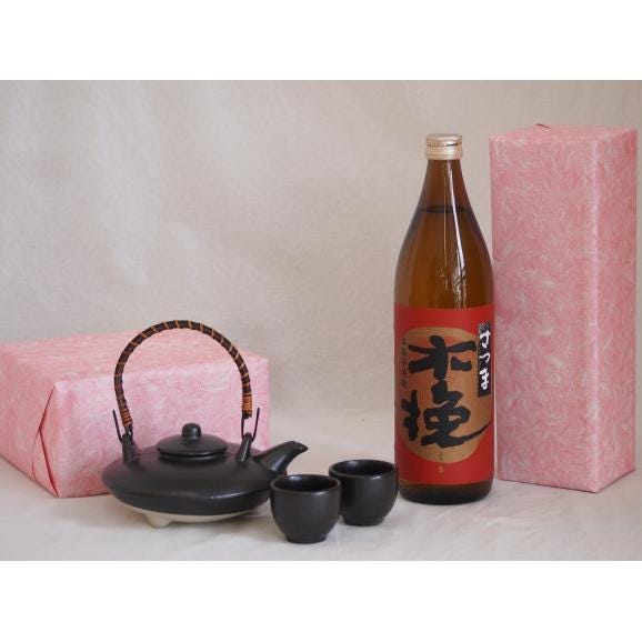 国産美濃焼 黒千代香2合セット2客ツル付(450g)雲海酒造 本格芋焼酎さつま木挽 (鹿児島県)  01