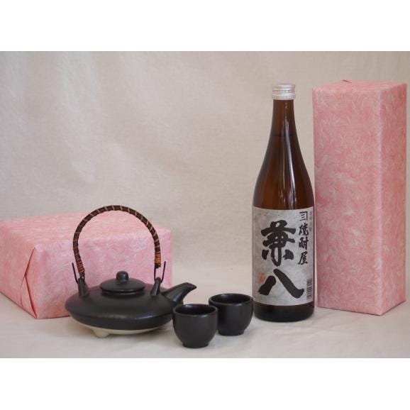 国産美濃焼 黒千代香2合セット2客ツル付(450g)四ツ谷酒造 本格麦焼酎 焼酎屋兼八25&deg; (大01