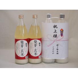 祝上棟式奉納 ノンアルコール甘酒2本縛りセット(国菊発芽 985g×2本)