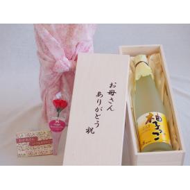 遅れてごめんね♪母の日 お母さんありがとう木箱セットゆずリキュール柚子っこ (愛知県) 500ml 母の日カードとカーネイション付