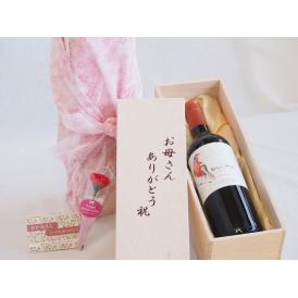 母の日 お母さんありがとう木箱セットデル・スール カルメネール赤ワイン (チリ)  750ml 母の日カードとカーネイション付
