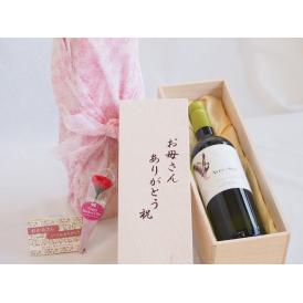 母の日 お母さんありがとう木箱セットデル・スール ソーヴィニヨン・ブラン白ワイン (チリ)  750ml 母の日カードとカーネイション付