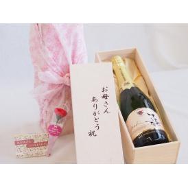 母の日 お母さんありがとう木箱セットスパークリングワインスウィート嘉甘口 (山形県)  750ml 母の日カードとカーネイション付
